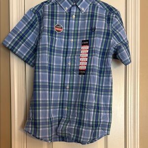 Chaps Blue and Green Casual Button Down Shirt